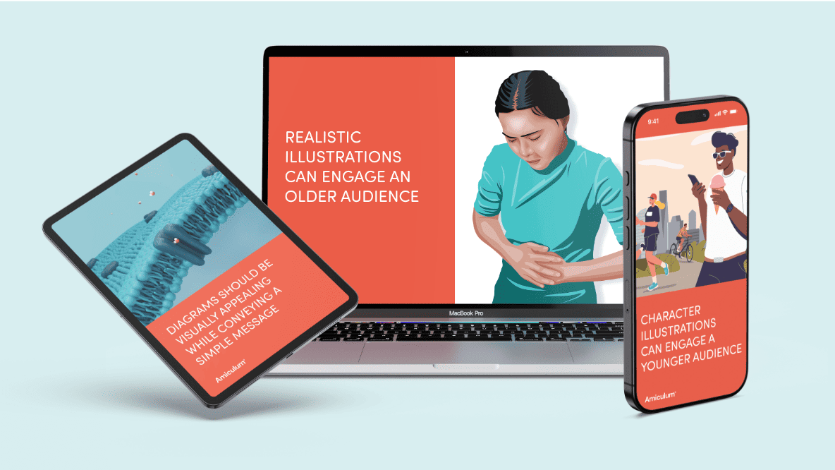 Screens showing materials focused on the key considerations for patient engagement