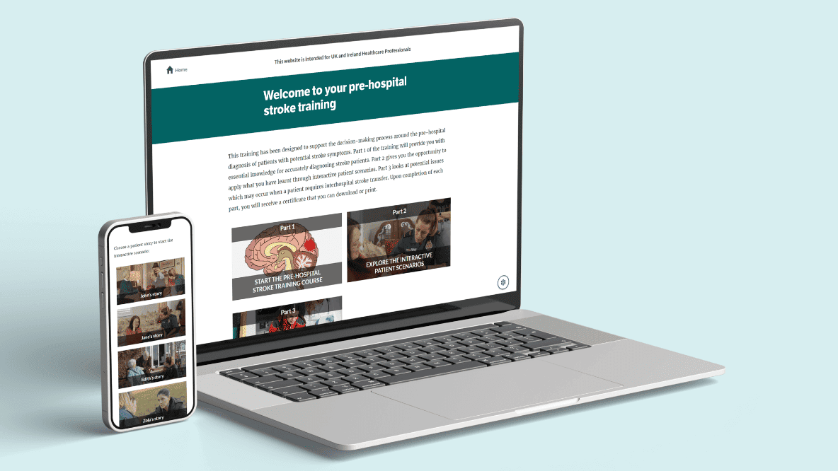 Laptop and mobile phone showing a training module