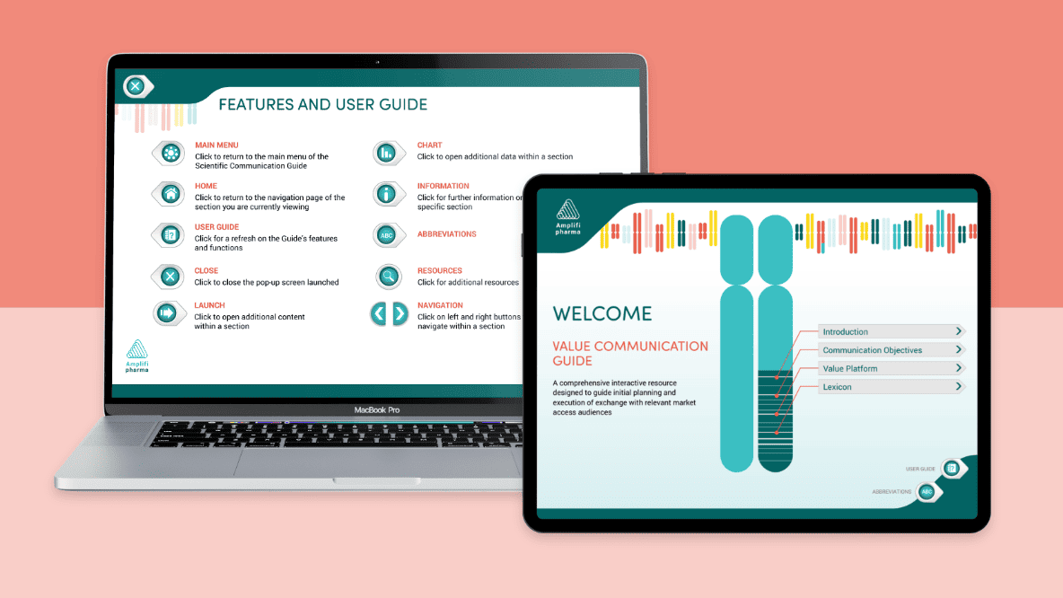 Laptop and iPad showing screens from a scientific communication platform